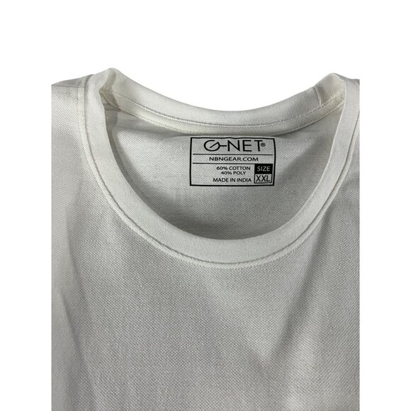 G-Net Mens Short Sleeve T-Shirt Pocket Striped Sleeves XXL Eggshell Oversized - Picture 8 of 13